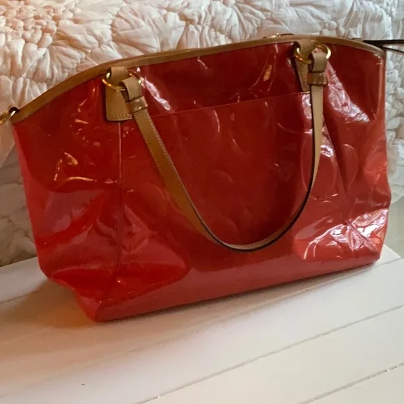 Coach Orange Patent Leather Tote Bag - Picture 2 of 7